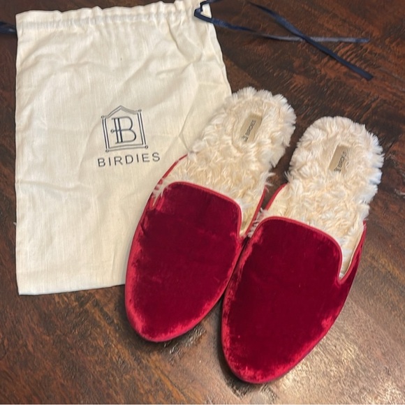 Birdies Phoebe Red Vegan Velvet Slip Ons Slipper Shoes Size 8.5 - Picture 3 of 4